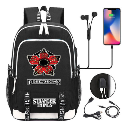 Strange Story Printed Usb Youth Student Backpack For Men And Women's Leisure Travel Backpack