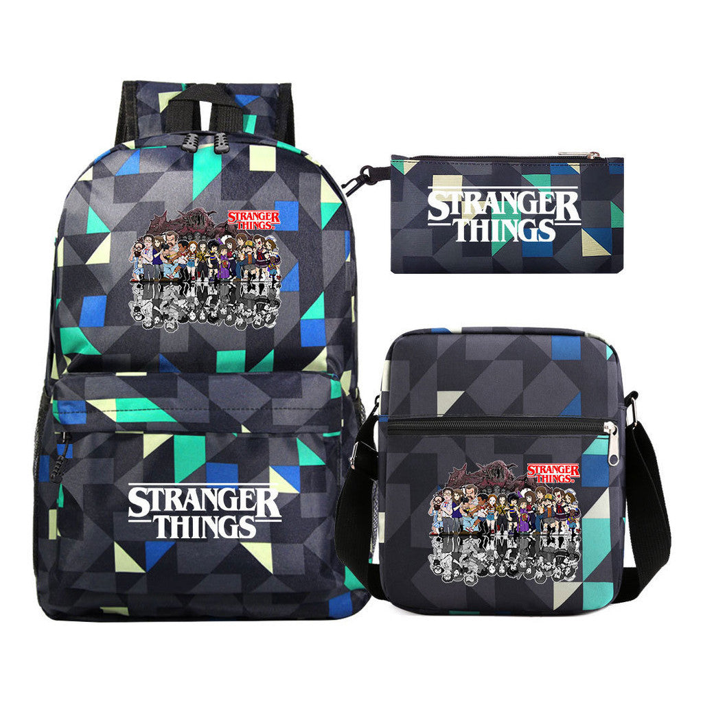 Strange Story Starry Sky Printed Youth Student Backpack 3-piece Set For Men And Women, Backpack Set
