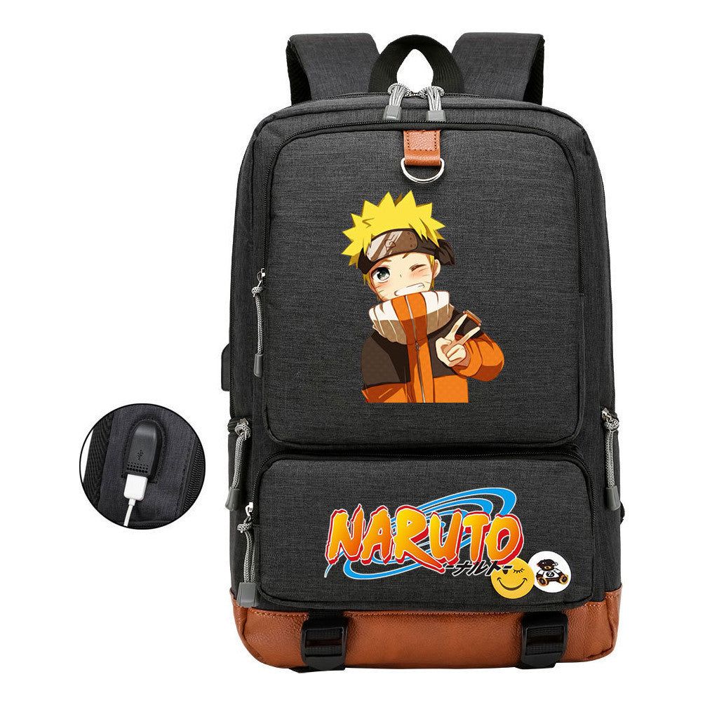 Naruto Print Usb Youth Backpack Leisure Travel Backpack
