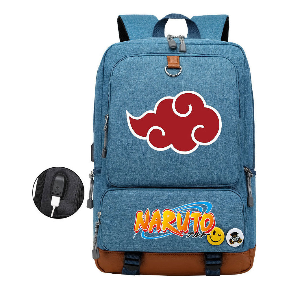 Naruto Printed Usb Student Backpack For Men And Women's Leisure Travel Backpack