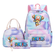 Cartoon Pirate King  Student Girl Backpack Lunch Bag Three Piece Set Backpack
