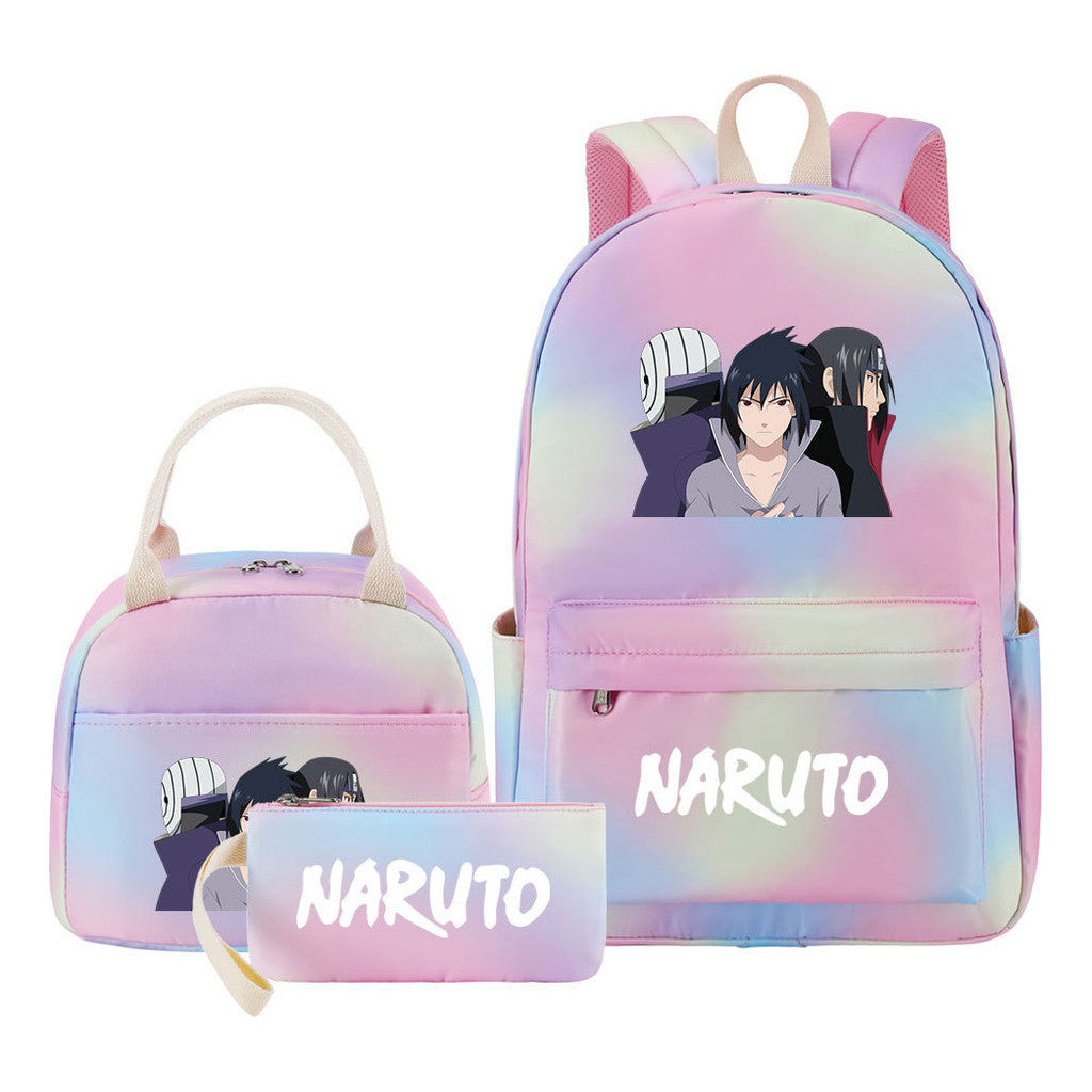 Naruto Student Girl Backpack Lunch Bag Three Piece Set Backpack