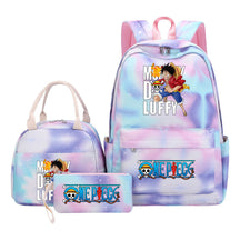 Cartoon Pirate King Student Girls School Bag Lunch Bag Three Piece Set Backpack Set