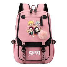 Cartoon Fashion Usb Youth School Bag For Boys And Girls Casual Ribbon Flip Backpack