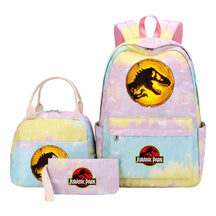 Jurassic Park Dinosaur Youth Student Girls School Bag Lunch Bag Three Piece Set Backpack Set