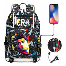 Football Star Cristiano Ronaldo Printed Youth Backpack, Backpack, Leisure Travel Backpack