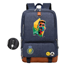 Football Star Cristiano Ronaldo Printed Usb Youth Student Backpack For Leisure Travel Backpack
