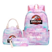 Jurassic Park Dinosaur Youth Student Girls School Bag Lunch Bag Three Piece Set Backpack Set