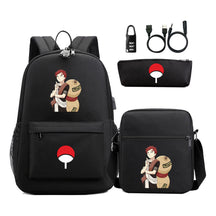 Naruto Usb Password Lock Year Student School Bag Three Piece Set Backpack Set