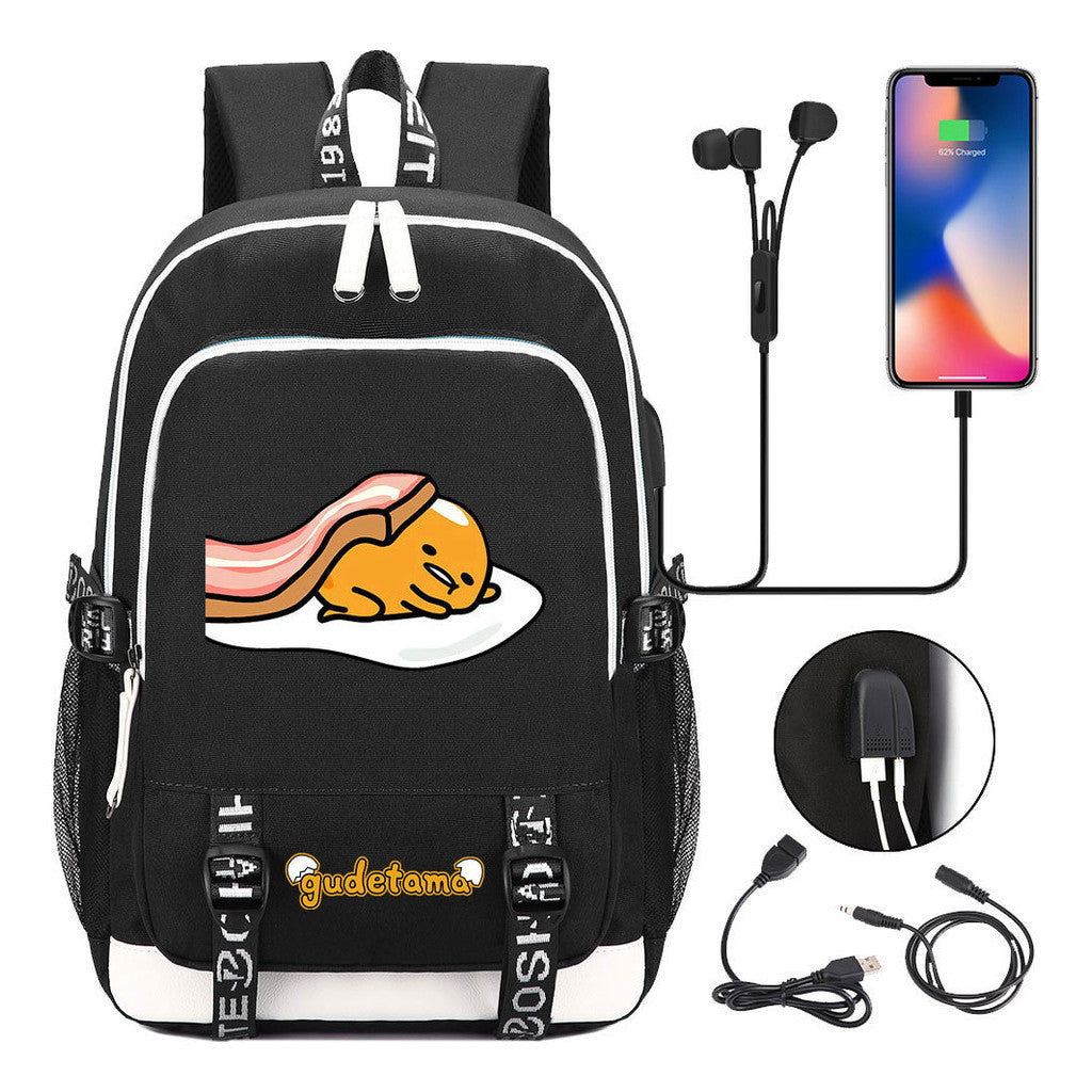 Comic Egg Yolk Lazy Egg Teenage Student Backpack Usb Boys And Girls Casual Backpack
