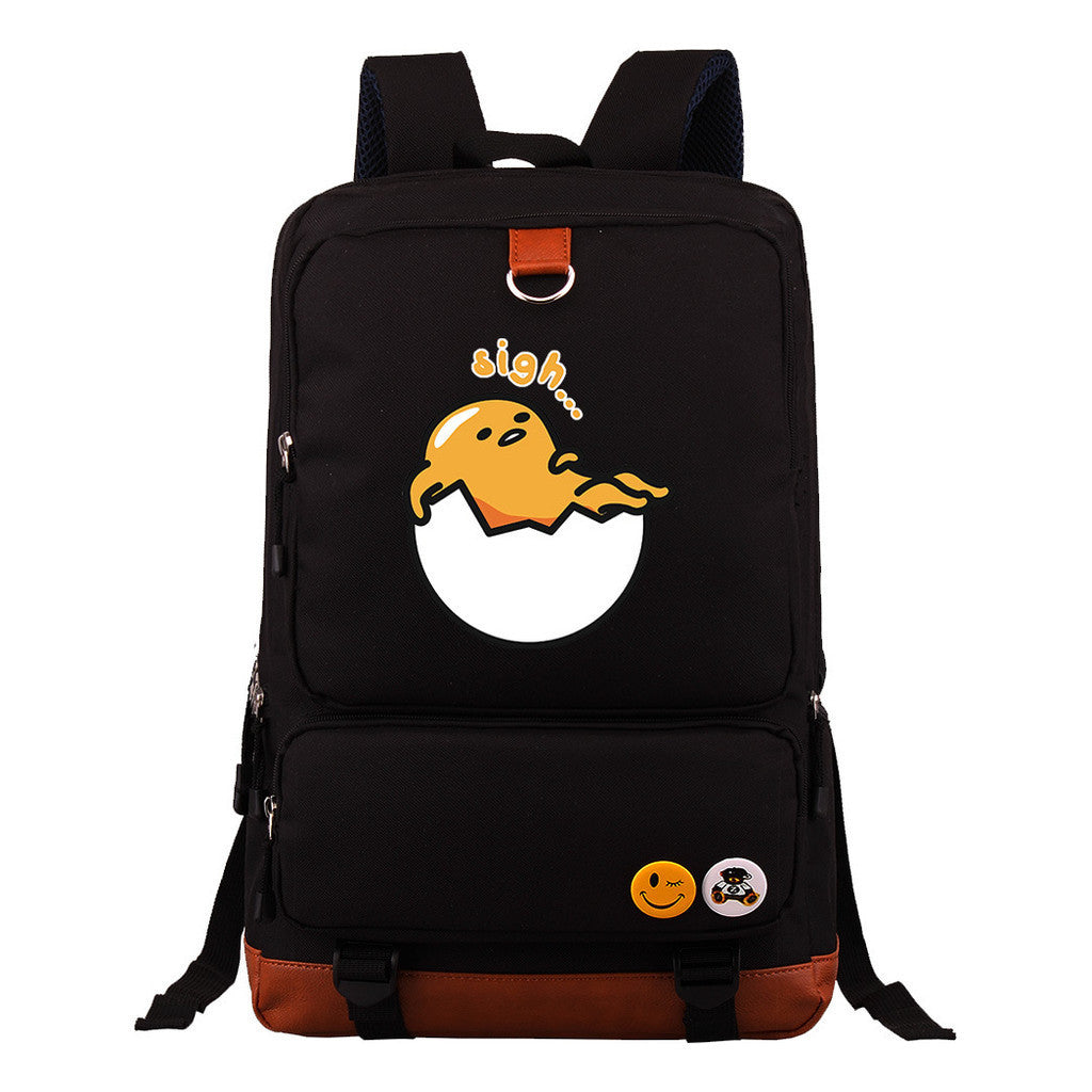 Cartoon Anime Lazy Egg Youth Student Backpack With Large Capacity Travel Bag For Boys And Girls Backpack