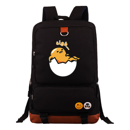 Cartoon Anime Lazy Egg Youth Student Backpack With Large Capacity Travel Bag For Boys And Girls Backpack