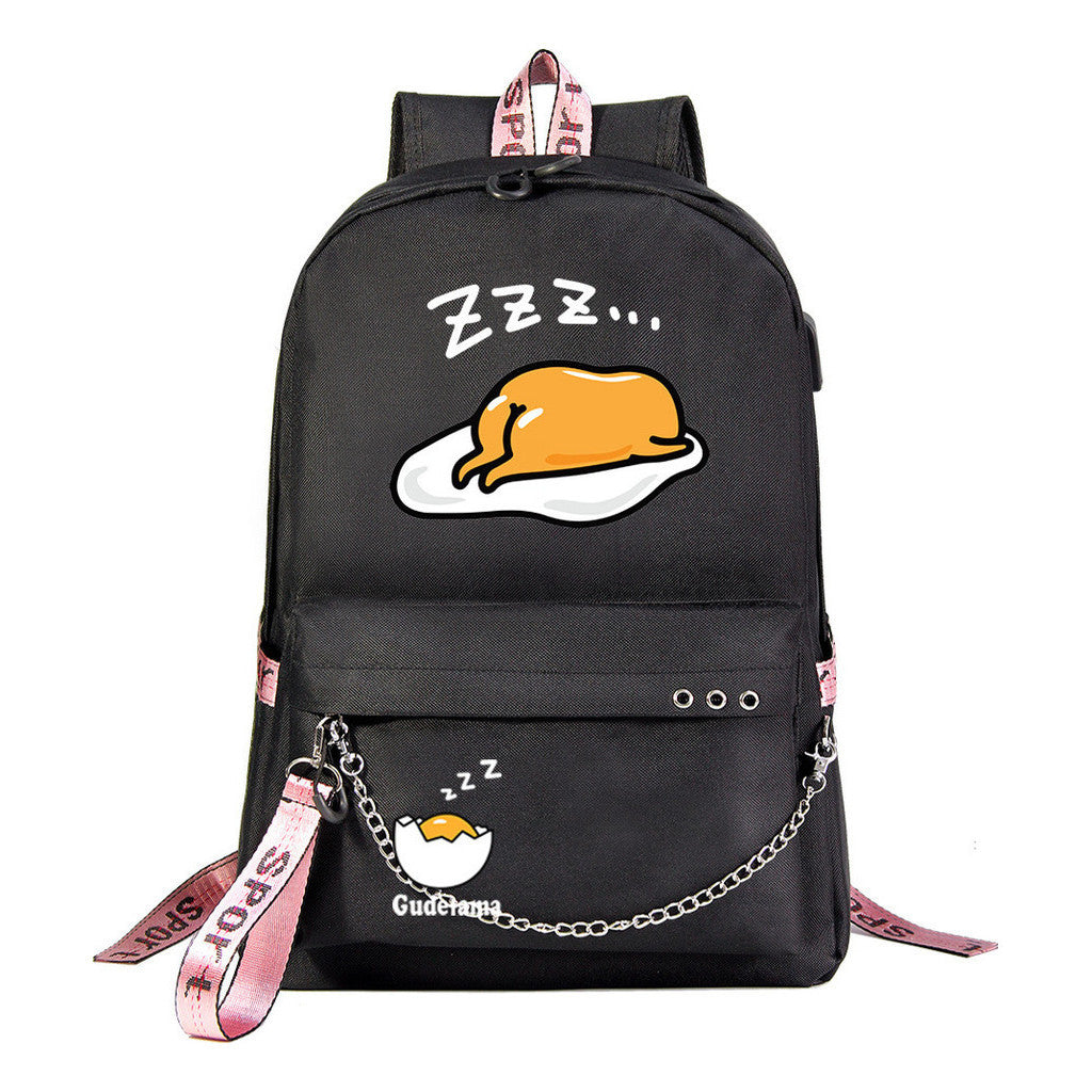 Lazy Egg Usb Youth Student Backpack For Boys And Girls Leisure Travel Backpack