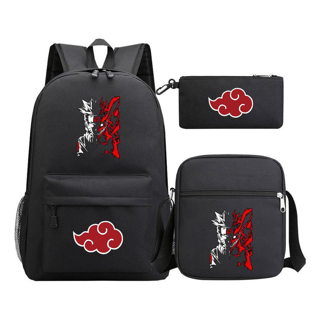 Anime Naruto Starry Sky Youth School Bag Three Piece Set For Boys And Girls Backpack Set