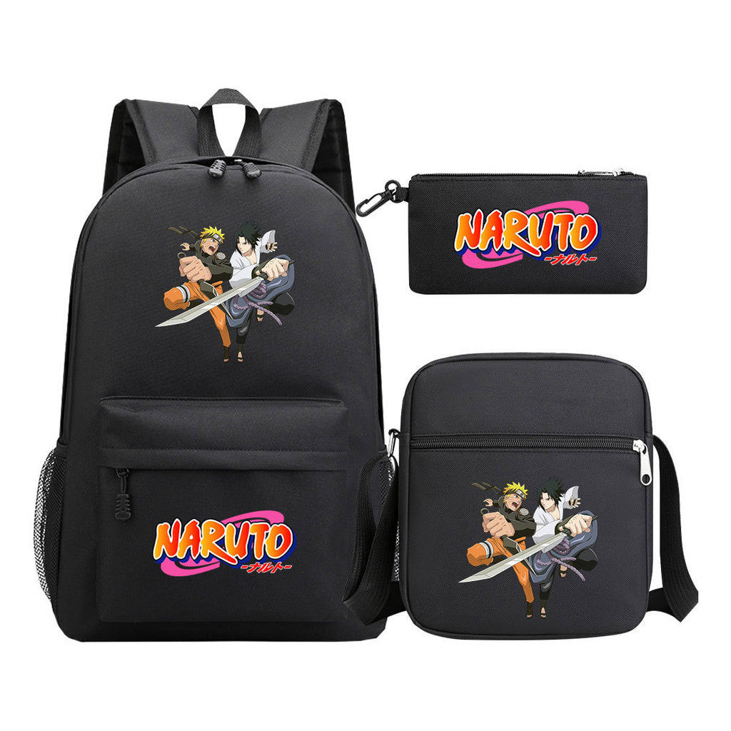 Anime Naruto Starry Sky Student School Bag Three Piece Set For Men And Women Backpack Set