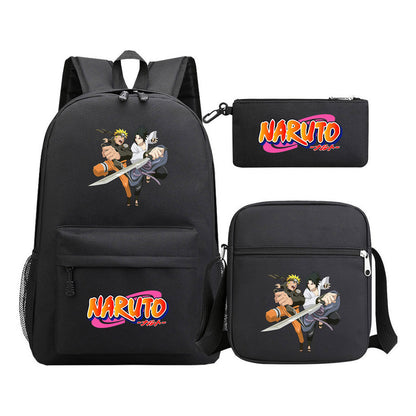 Anime Naruto Starry Sky Student School Bag Three Piece Set For Men And Women Backpack Set