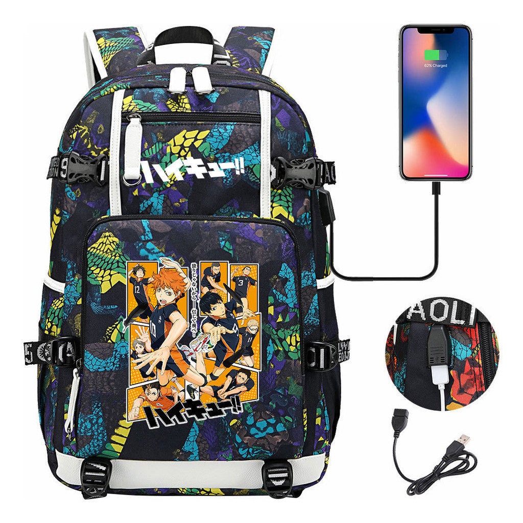 Volleyball Youth Usb Large Capacity Youth Student School Bag Men's And Women's Leisure Travel Backpack