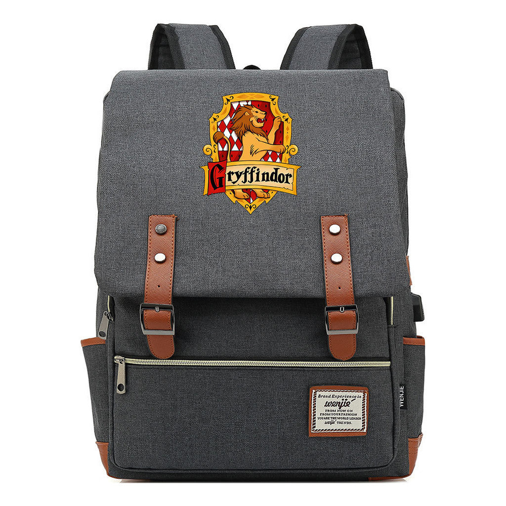 School Of Witchcraft And Wizardry Student Backpack Usb Men's And Women's Leisure Belt Buckle Backpack