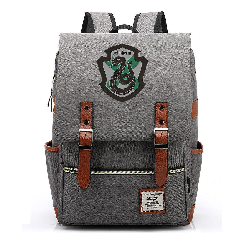 School Of Witchcraft And Wizardry Printed Youth Student Backpack For Men And Women, Casual Belt Buckle, Classic Backpack