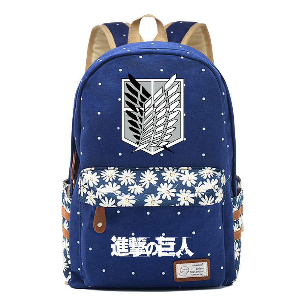 Giant Teenager Student Backpacks With Broken Flowers In Anime Attack, Men's And Women's Backpacks