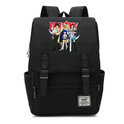 Printed Student Backpack With Casual Belt Buckle, Classic Backpack