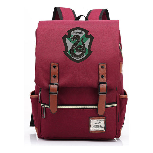 School Of Witchcraft And Wizardry Printed Youth Student Backpack For Men And Women, Casual Belt Buckle, Classic Backpack
