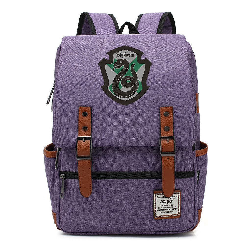 School Of Witchcraft And Wizardry Printed Youth Student Backpack For Men And Women, Casual Belt Buckle, Classic Backpack
