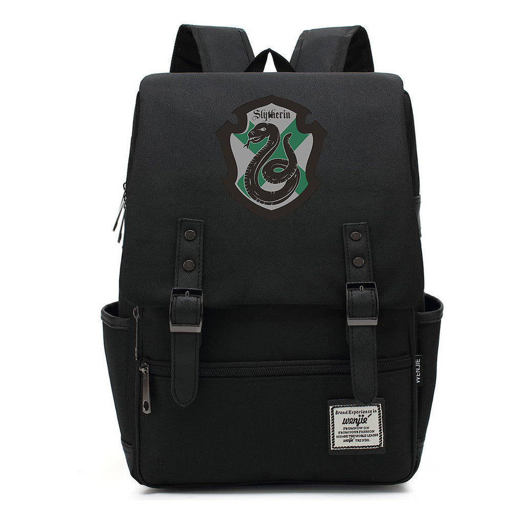 School Of Witchcraft And Wizardry Printed Youth Student Backpack For Men And Women, Casual Belt Buckle, Classic Backpack