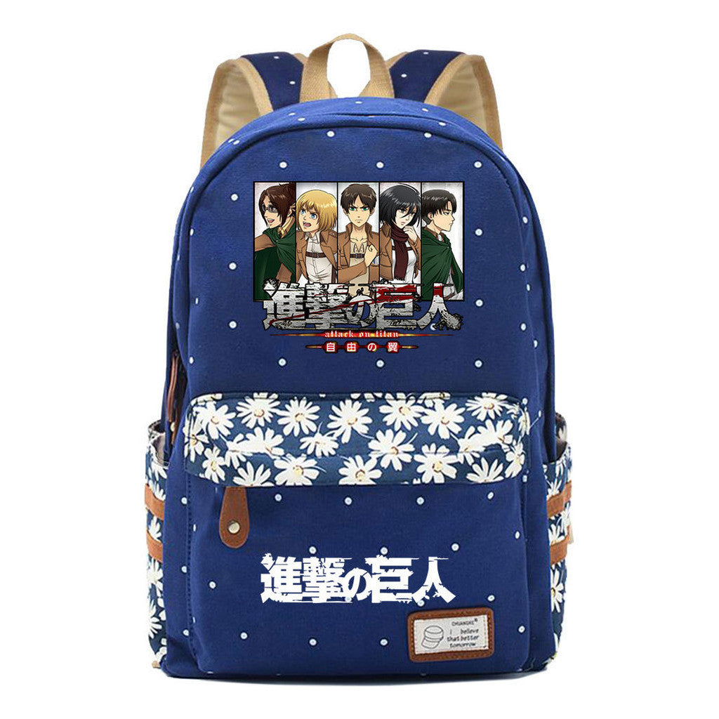 Giant Teenager Student Backpacks With Broken Flowers In Anime Attack, Men's And Women's Backpacks