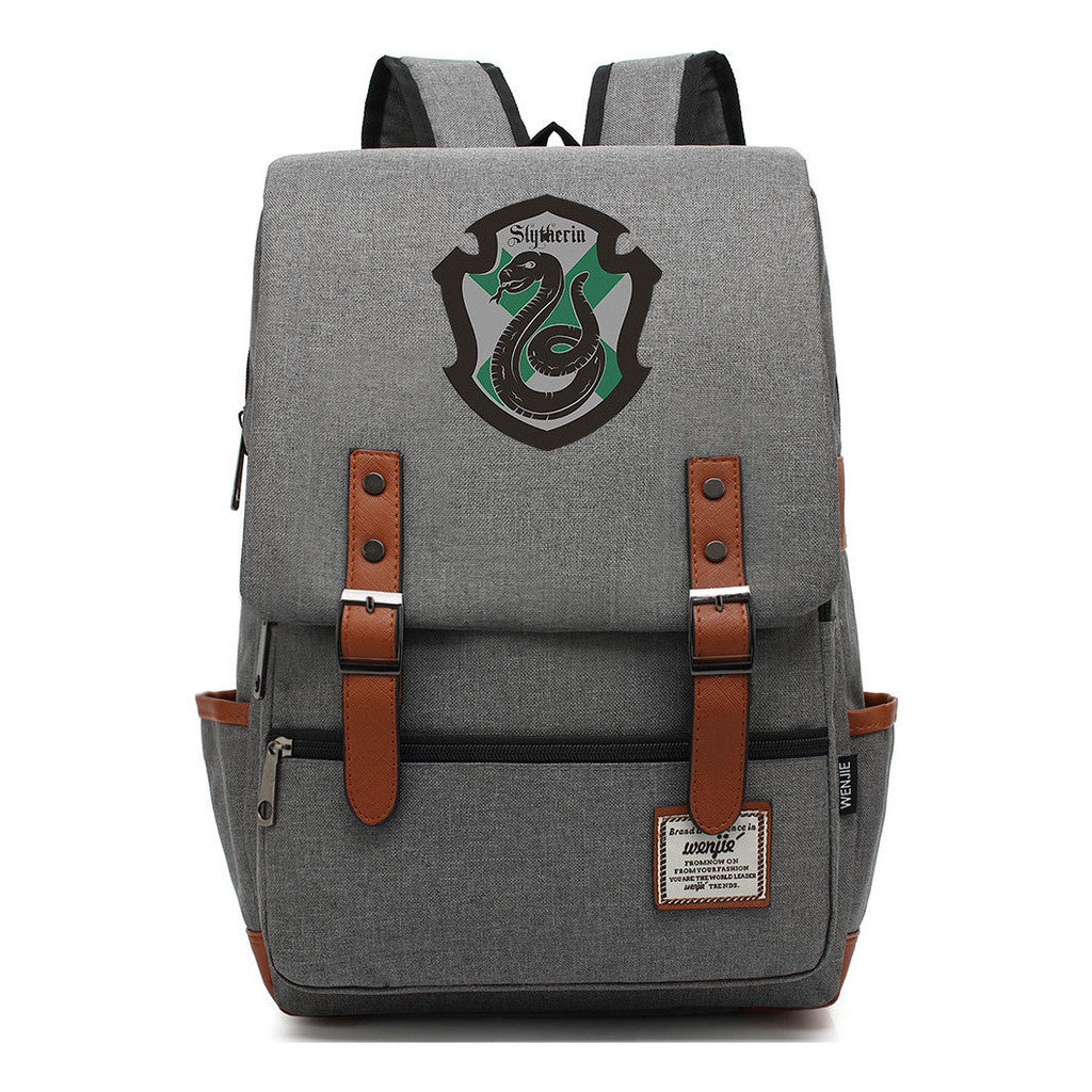 School Of Witchcraft And Wizardry Printed Youth Student Backpack For Men And Women, Casual Belt Buckle, Classic Backpack