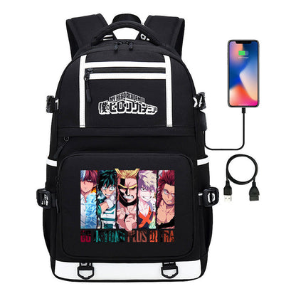 My Heroes Academy Usb Youth Student Backpack Men's And Women's Backpack Leisure Travel Backpack