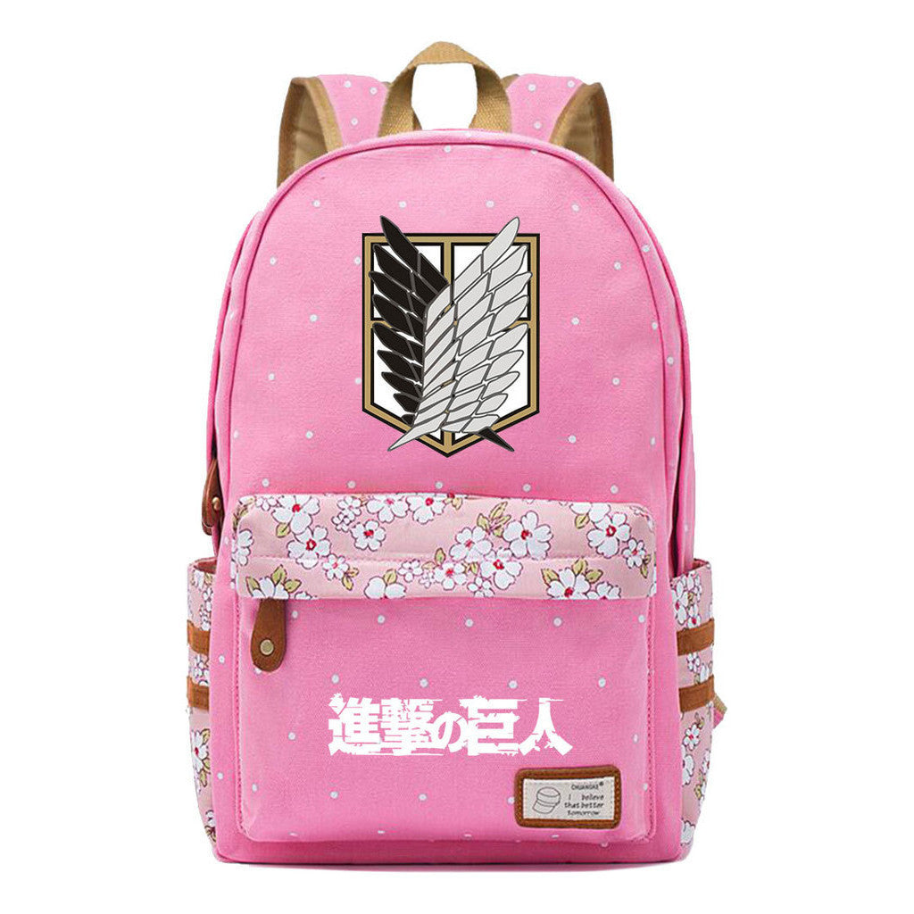 Giant Teenager Student Backpacks With Broken Flowers In Anime Attack, Men's And Women's Backpacks