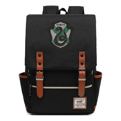 School Of Witchcraft And Wizardry Printed Youth Student Backpack For Men And Women, Casual Belt Buckle, Classic Backpack