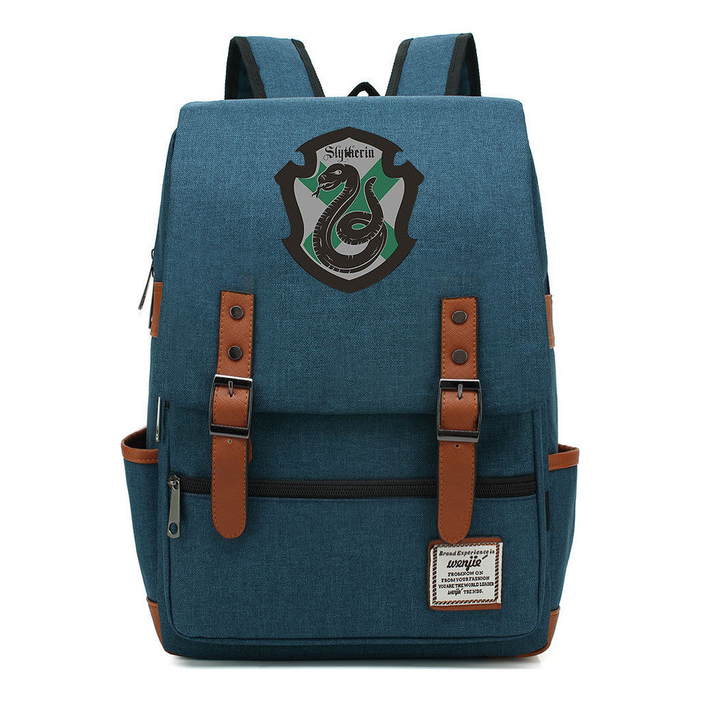 School Of Witchcraft And Wizardry Printed Youth Student Backpack For Men And Women, Casual Belt Buckle, Classic Backpack