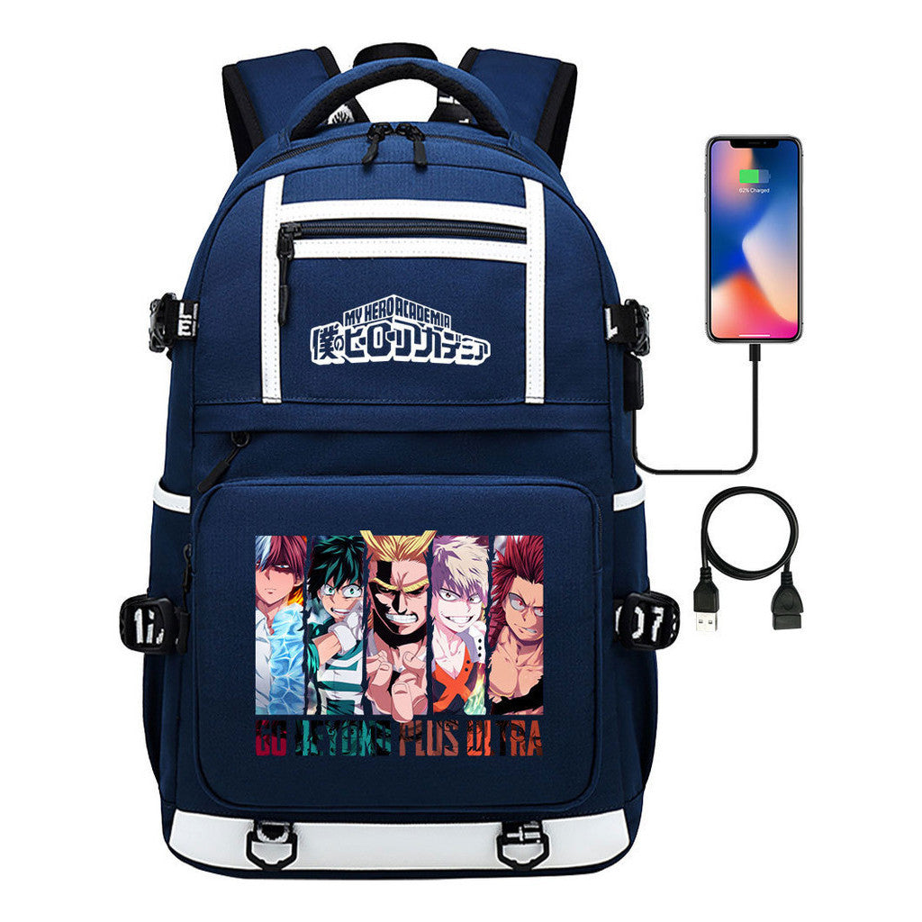 My Heroes Academy Usb Youth Student Backpack Men's And Women's Backpack Leisure Travel Backpack