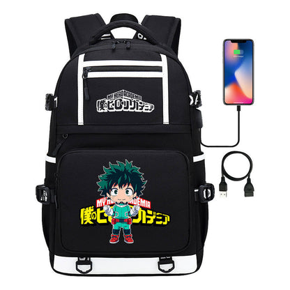 My Heroes Academy Usb Youth Student Backpack Men's And Women's Backpack Leisure Travel Backpack