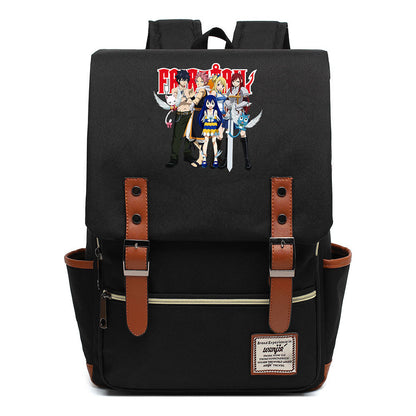 Printed Student Backpack With Casual Belt Buckle, Classic Backpack