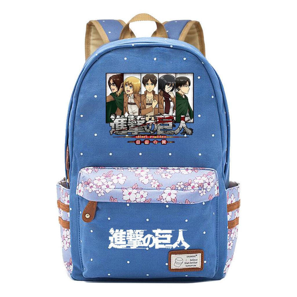 Giant Teenager Student Backpacks With Broken Flowers In Anime Attack, Men's And Women's Backpacks
