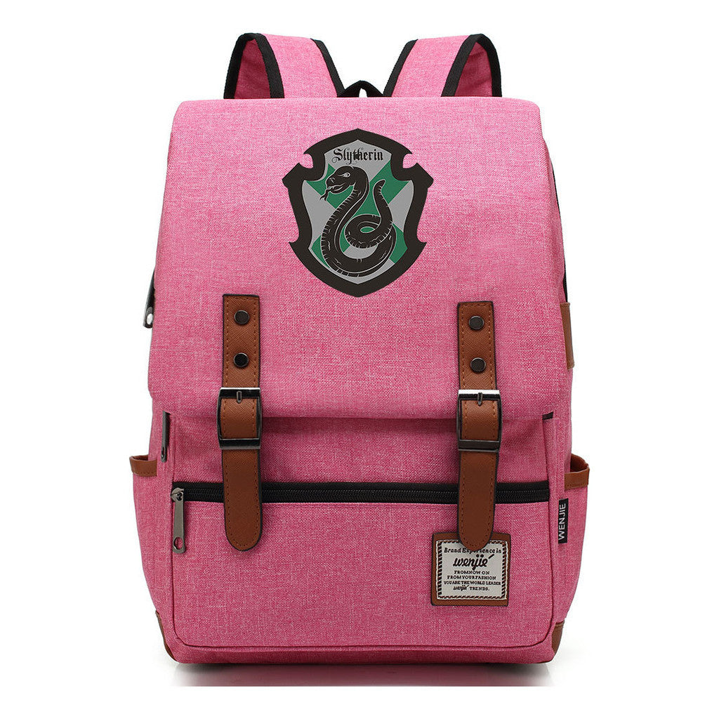 School Of Witchcraft And Wizardry Printed Youth Student Backpack For Men And Women, Casual Belt Buckle, Classic Backpack