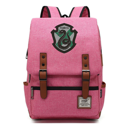 School Of Witchcraft And Wizardry Printed Youth Student Backpack For Men And Women, Casual Belt Buckle, Classic Backpack