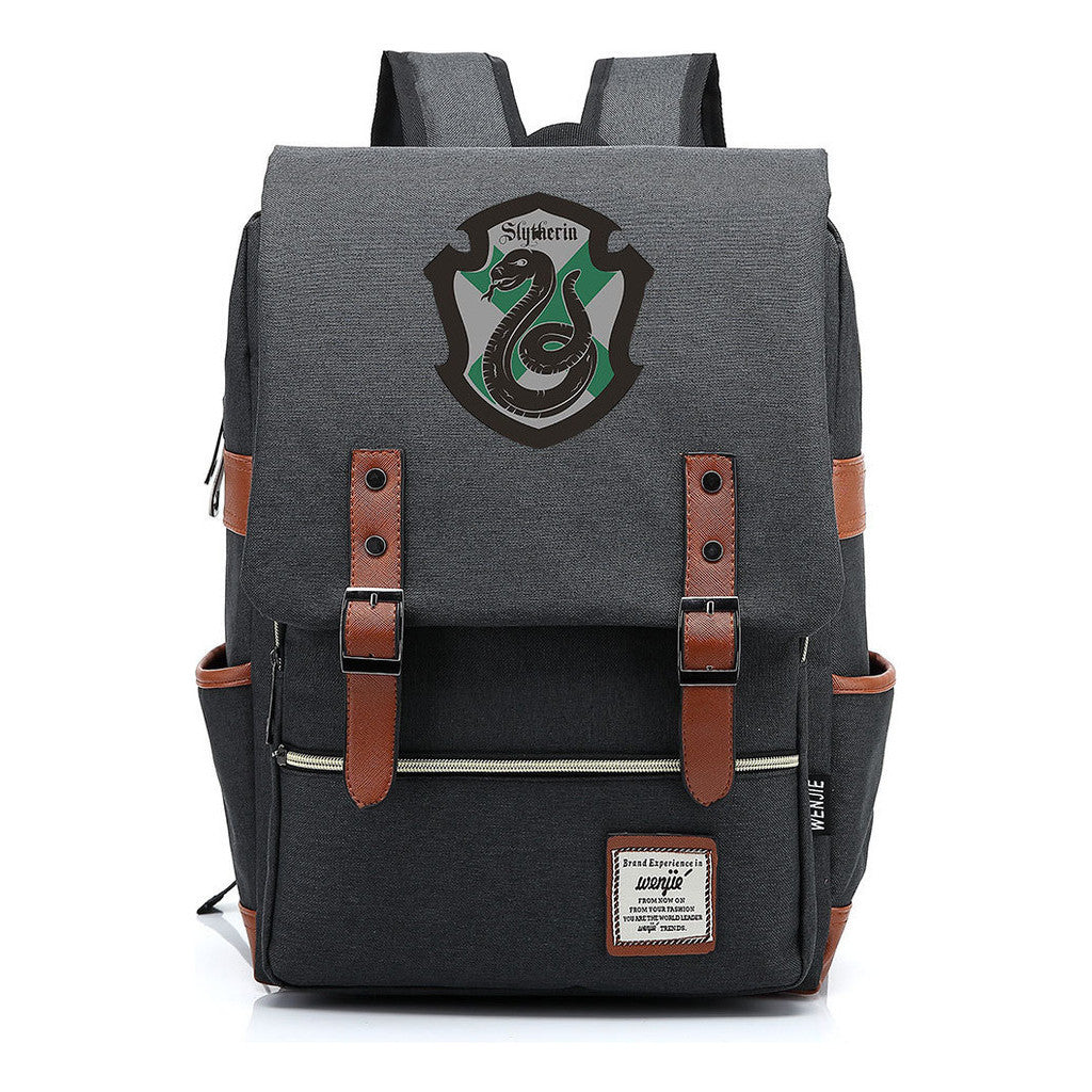 School Of Witchcraft And Wizardry Printed Youth Student Backpack For Men And Women, Casual Belt Buckle, Classic Backpack