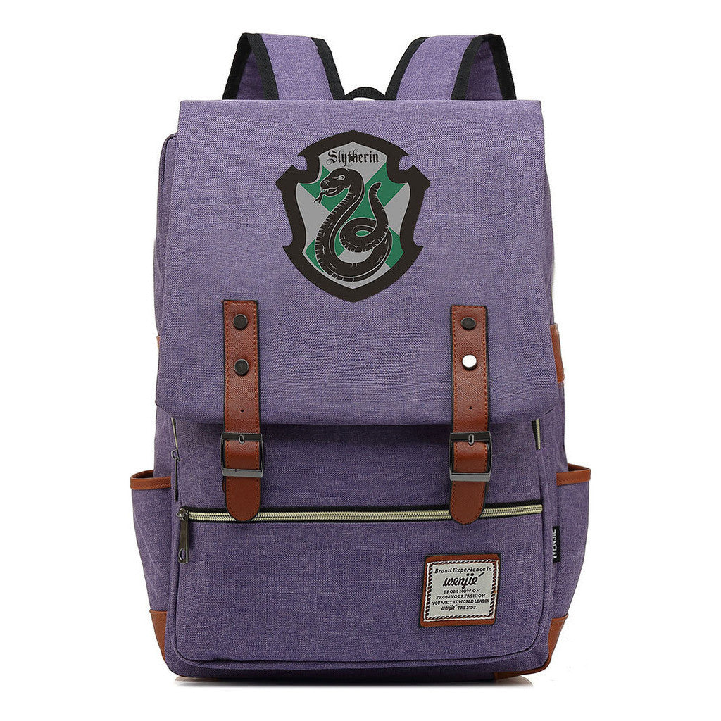 School Of Witchcraft And Wizardry Printed Youth Student Backpack For Men And Women, Casual Belt Buckle, Classic Backpack