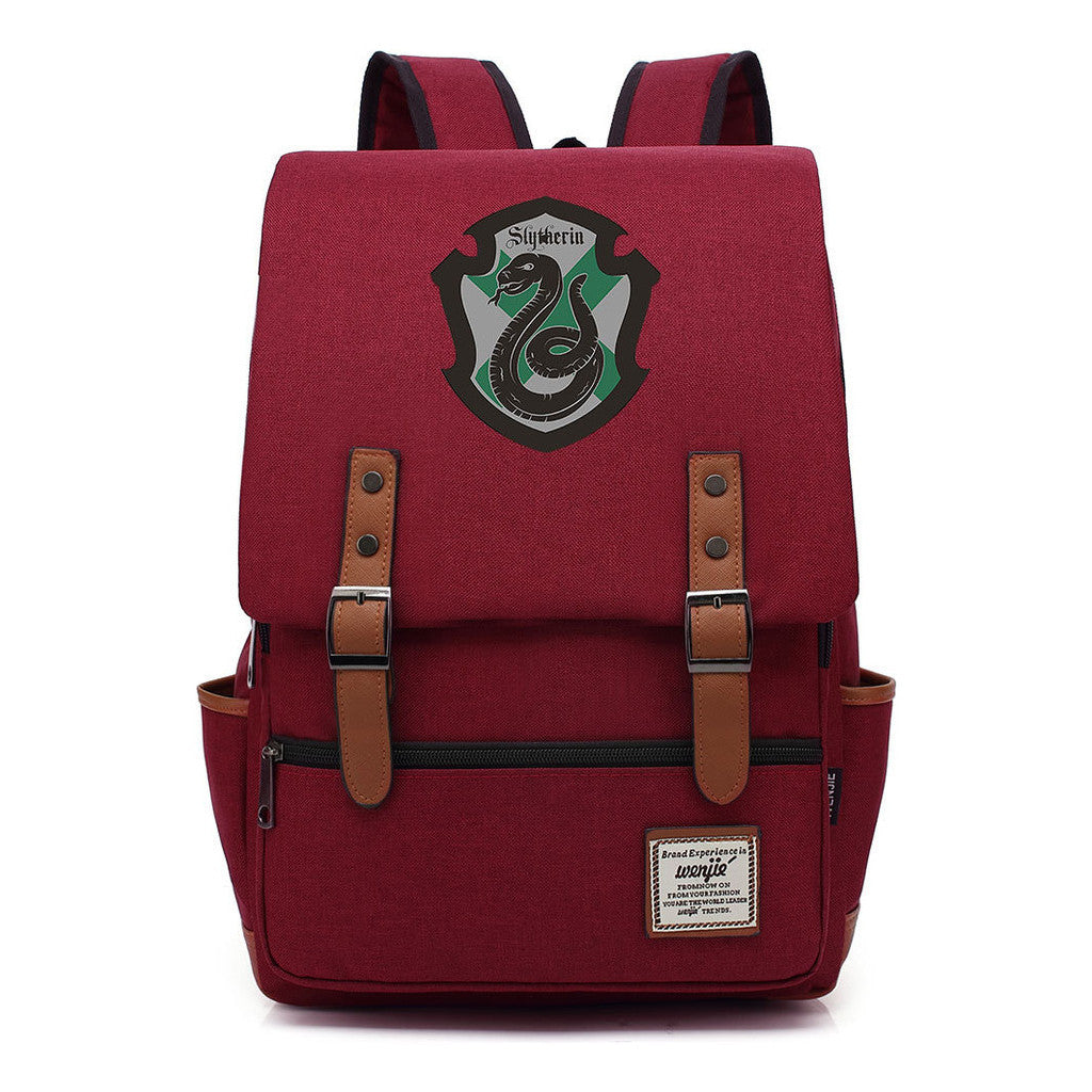 School Of Witchcraft And Wizardry Printed Youth Student Backpack For Men And Women, Casual Belt Buckle, Classic Backpack