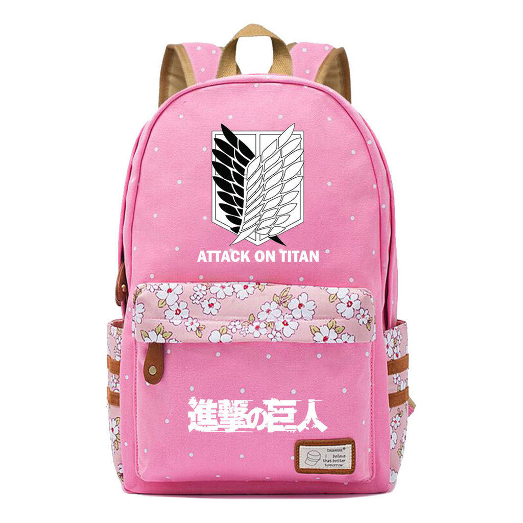 Giant Teenager Student Backpacks With Broken Flowers In Anime Attack, Men's And Women's Backpacks