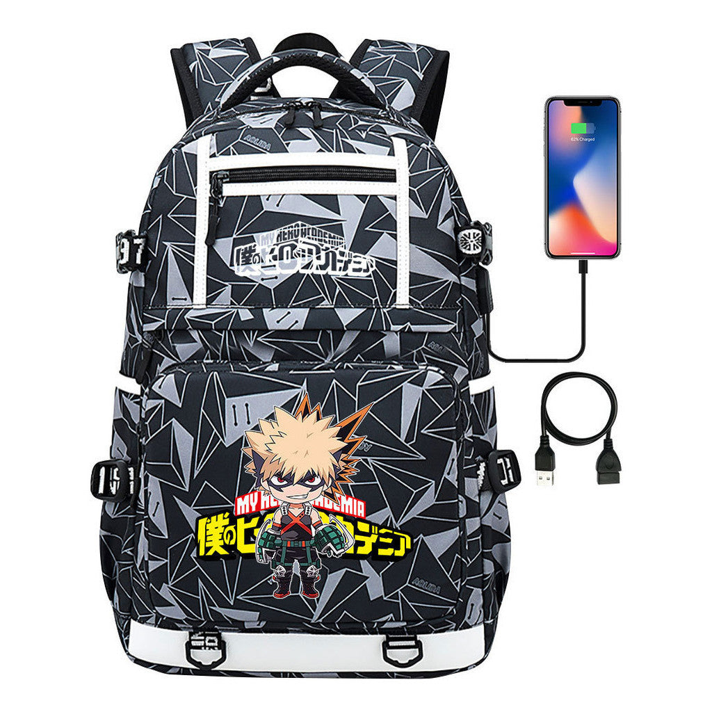 My Heroes Academy Usb Youth Student Backpack Men's And Women's Backpack Leisure Travel Backpack