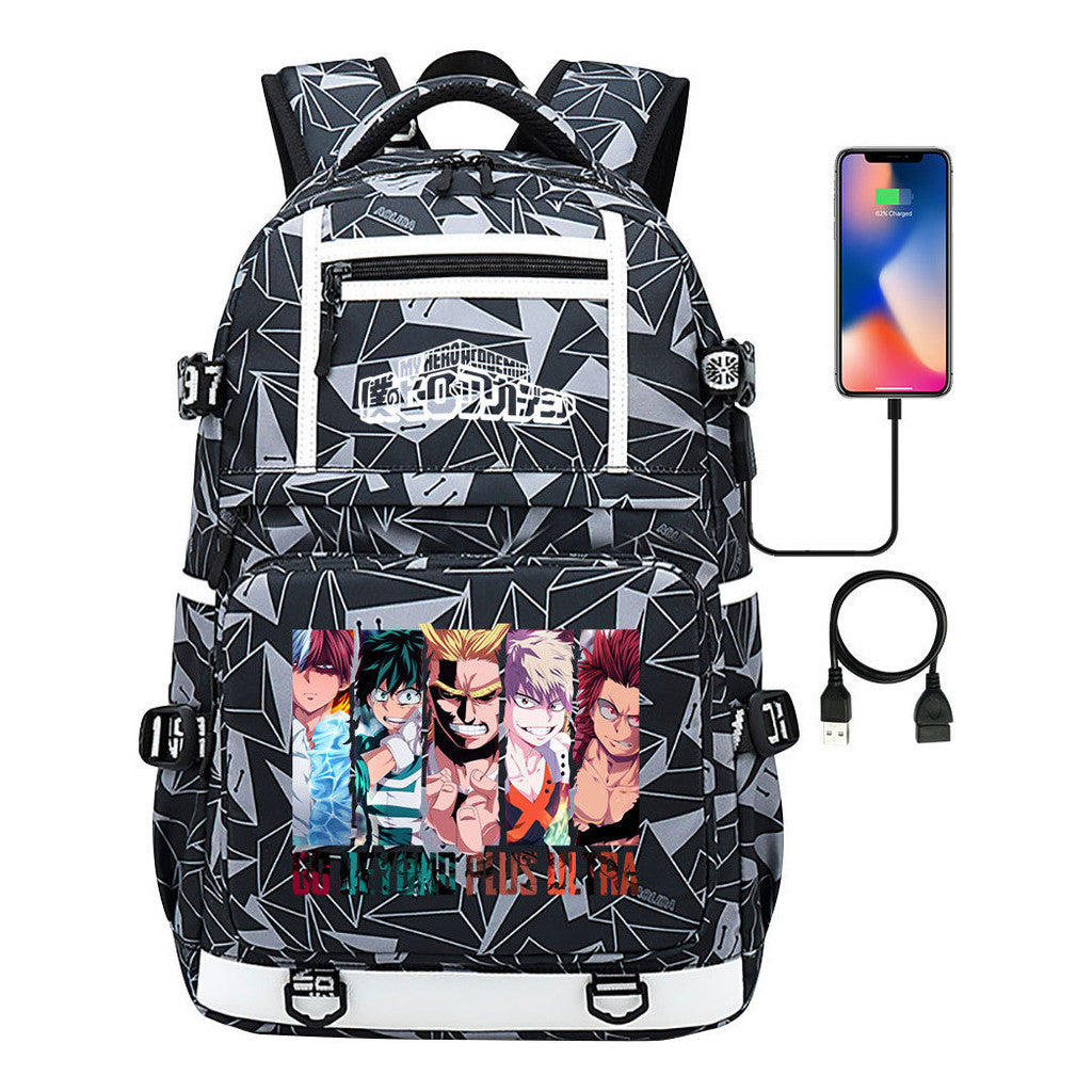 My Heroes Academy Usb Youth Student Backpack Men's And Women's Backpack Leisure Travel Backpack