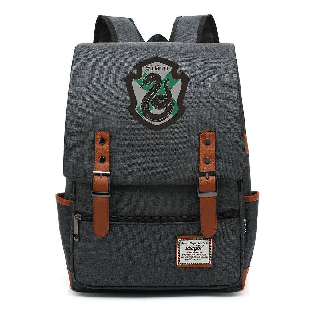 School Of Witchcraft And Wizardry Printed Youth Student Backpack For Men And Women, Casual Belt Buckle, Classic Backpack