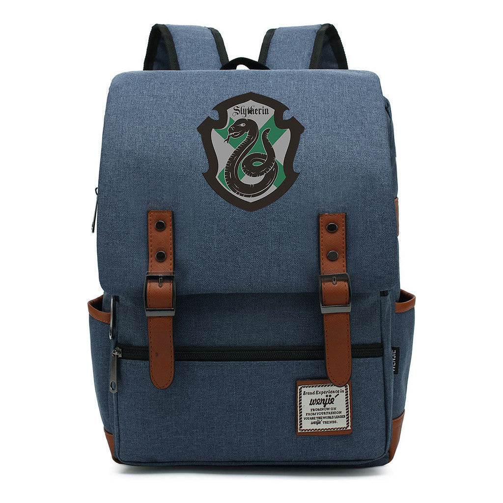 School Of Witchcraft And Wizardry Printed Youth Student Backpack For Men And Women, Casual Belt Buckle, Classic Backpack