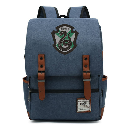 School Of Witchcraft And Wizardry Printed Youth Student Backpack For Men And Women, Casual Belt Buckle, Classic Backpack