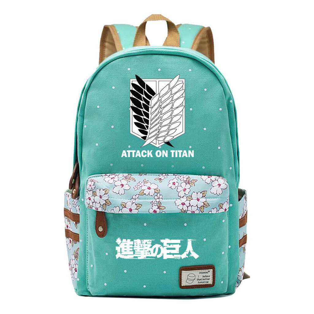 Giant Teenager Student Backpacks With Broken Flowers In Anime Attack, Men's And Women's Backpacks